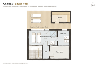 Floor plan of Chalet 1, Lower floor