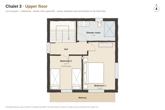 Upper floor Floor plan of Chalet 3, Upper floor