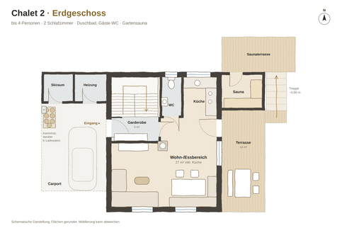 Erdgeschoss Grundriss Chalet 2, Erdgeschoss