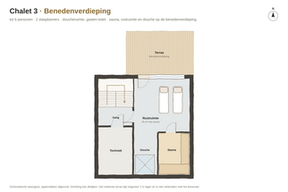 Benedenverdieping Plattegrond van Chalet 3, Benedenverdieping