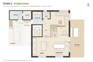 Erdgeschoss Grundriss Chalet 1, Erdgeschoss