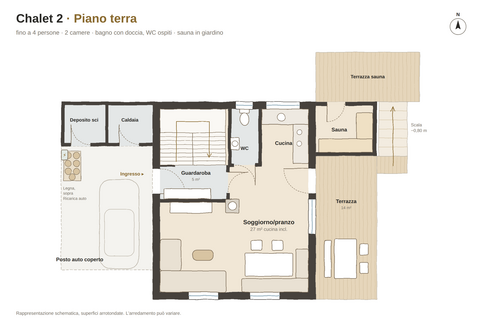 Piano terra Pianta dello Chalet 2, Piano terra