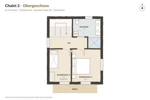 Obergeschoss Grundriss Chalet 2, Obergeschoss