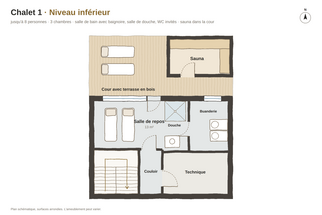 Niveau inférieur Plan du Chalet 1, Niveau inférieur