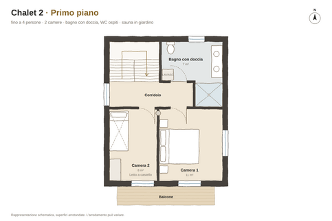 Primo piano Pianta dello Chalet 2, Primo piano