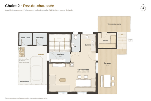 Rez-de-chaussée Plan du Chalet 2, Rez-de-chaussée