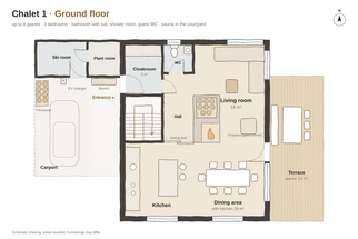 Floor plan of Chalet 1, Ground floor