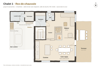 Rez-de-chaussée Plan du Chalet 1, Rez-de-chaussée