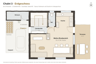 Erdgeschoss Grundriss Chalet 3, Erdgeschoss