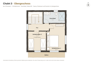 Obergeschoss Grundriss Chalet 3, Obergeschoss